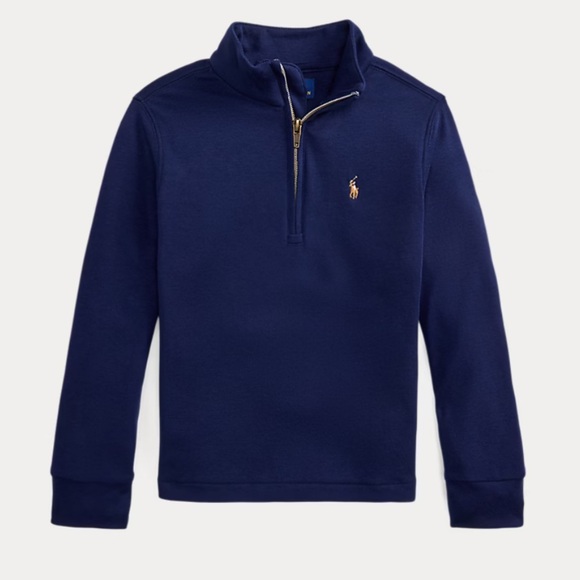 Polo Ralph Lauren Boy’s SZ XL 18-20 Estate QuarterZip Pullover navy blue cotton. - Picture 2 of 6
